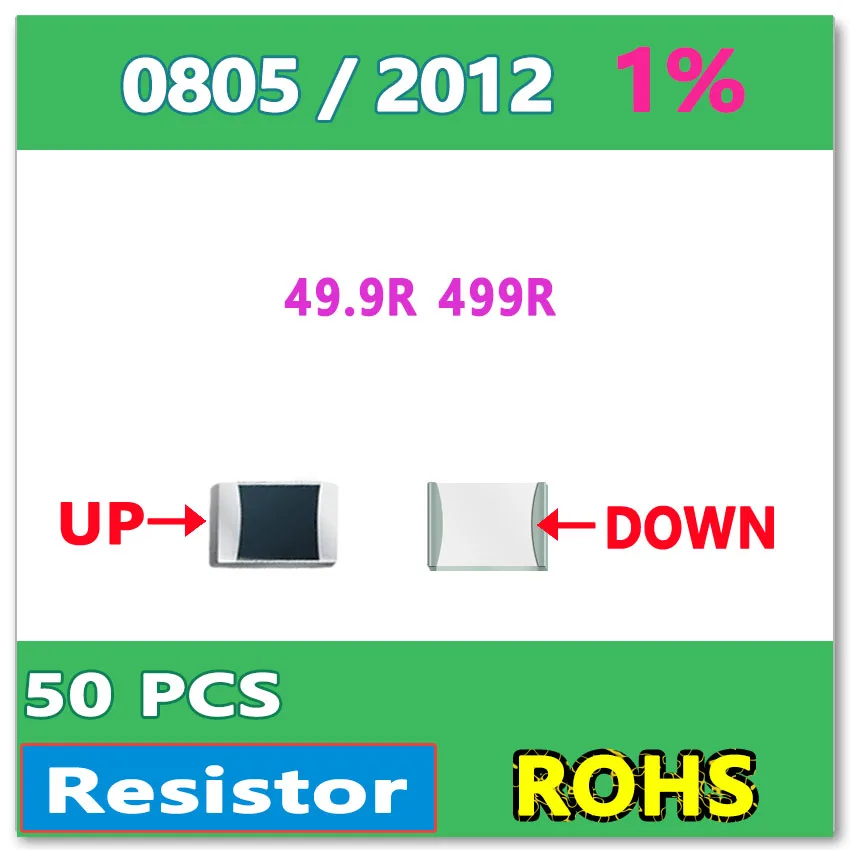 JASNPROSMA OHM 0805 F 1% 50 шт. 49.9R 499R smd 2012 резистор | Электроника