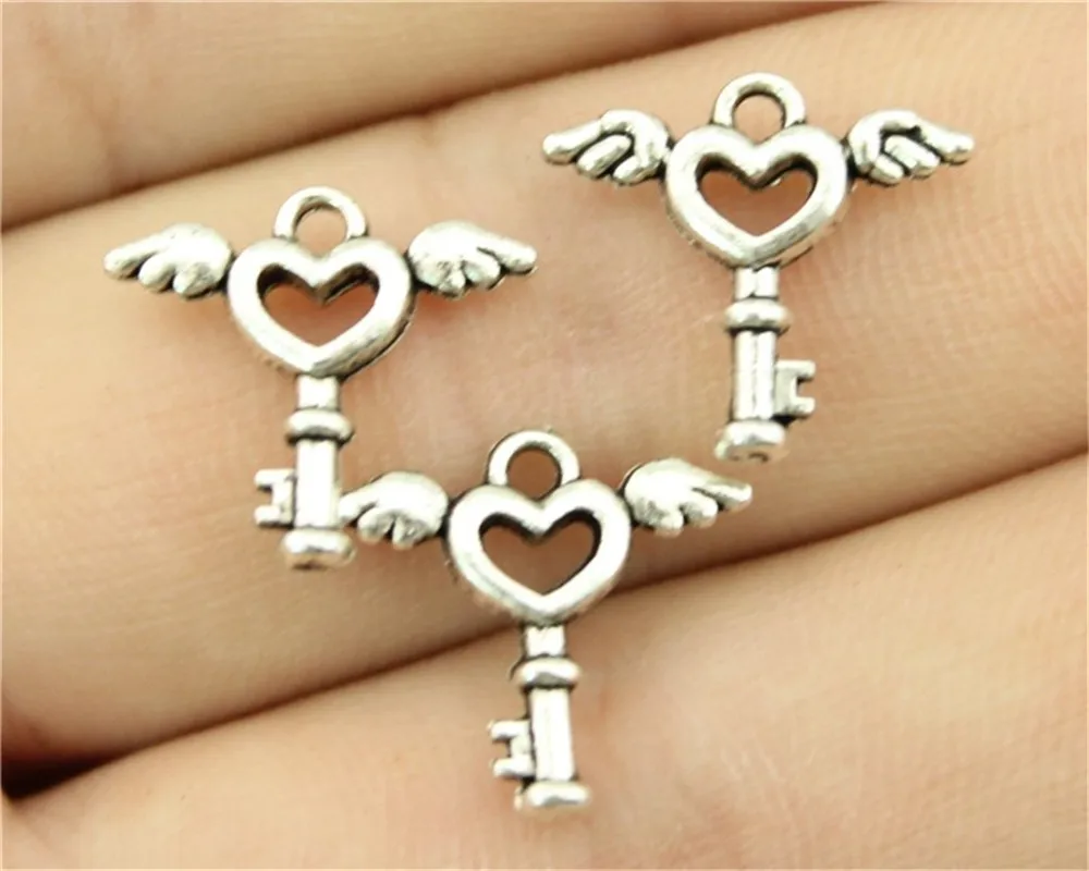 WYSIWYG 10pcs 15x14mm 2 Colors Antique Silver Antique Gold Angel Wings Key Heart Charms Pendant For Jewelry Making
WYSIWYG 10pcs 15x14mm 2 Colors Antique Silver Antique Gold Angel Wings Key Heart Charms Pendant For Jewelry Making