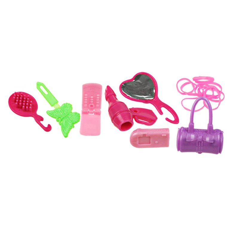 42pcs-set-Pink-Hangers-Dress-Clothes-Accessories-Doll-Pretend-Play-Bag-Shoes-for-Baby-Doll-New (1)