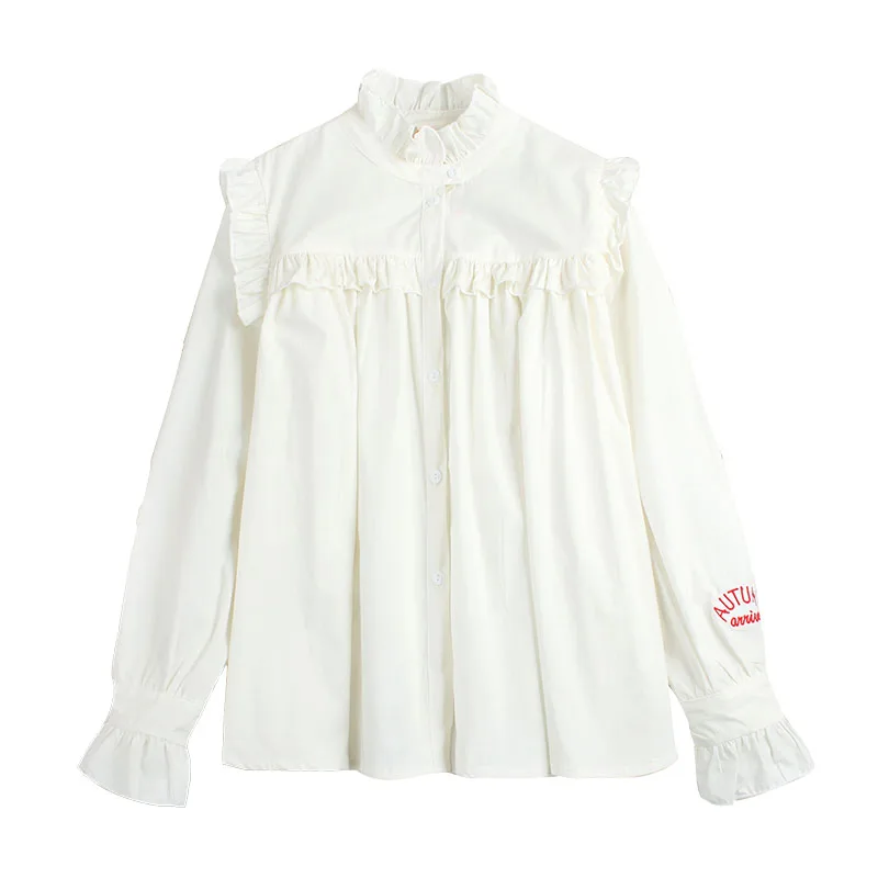 Women Lantern Sleeve Blouse Ladies Fashion Long Cotton Tops Female Vintage Oversize Loose Stand Collar Puff White Shirts 2019
Women Lantern Sleeve Blouse Ladies Fashion Long Cotton Tops Female Vintage Oversize Loose Stand Collar Puff White Shirts 2019