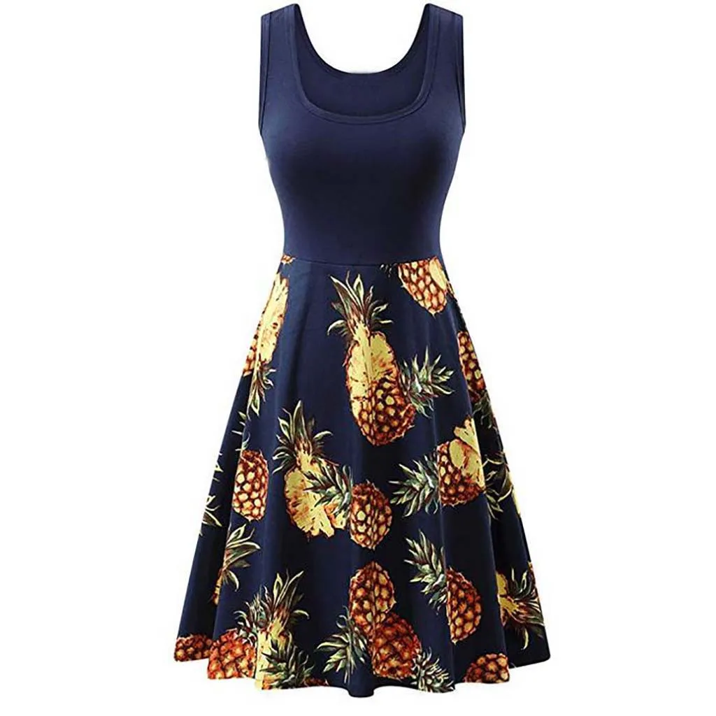 Plus Size Summer Dresses Woman 2019 Bohemian Fruit Print Sleeveless Beach Dress Elegant O-Neck Knee-Length Dress Women Clothes
Plus Size Summer Dresses Woman 2019 Bohemian Fruit Print Sleeveless Beach Dress Elegant O-Neck Knee-Length Dress Women Clothes