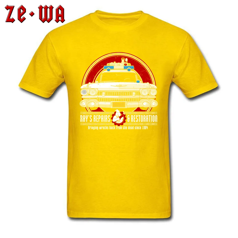 Slim Fit Men's Top T-shirts Round Neck Short Sleeve 100% Cotton Rays Repairs and Restoration Tops & Tees Design T-shirts Rays Repairs and Restoration yellow
