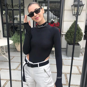 HEYounGIRL Letter Print Turtleneck Black Bodysuit Basic Casual Long Sleeve Body Women Bodycon Jumpsuit Autumn with Thumb hole
HEYounGIRL Letter Print Turtleneck Black Bodysuit Basic Casual Long Sleeve Body Women Bodycon Jumpsuit Autumn with Thumb hole