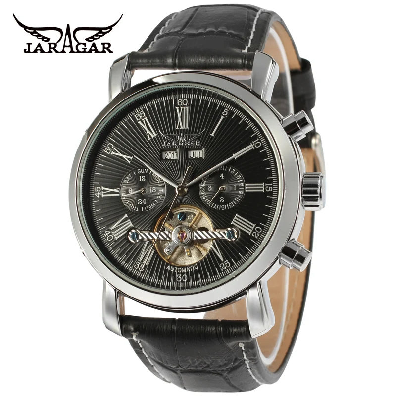 Jaragar luxury mechanical automatic brand watch leather strap date&day AUTO Flywheel Tourbillon Mens Wristwatch relogio Gift Box Jaragar luxury mechanical automatic brand watch leather strap date&day AUTO Flywheel Tourbillon Mens Wristwatch relogio Gift Box<br><br>Aliexpress