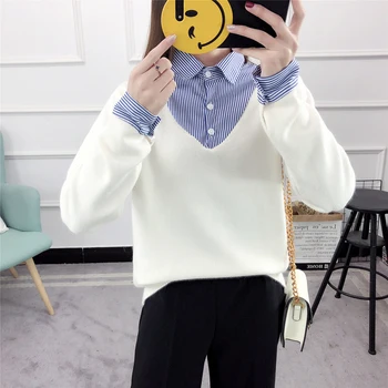 Ladychili Women's Clothing Casual School Girl Faux Two Pieces Soft Spring Sweater Shirt and Sweater Knit Pull Sweater Top S83
Ladychili Women's Clothing Casual School Girl Faux Two Pieces Soft Spring Sweater Shirt and Sweater Knit Pull Sweater Top S83