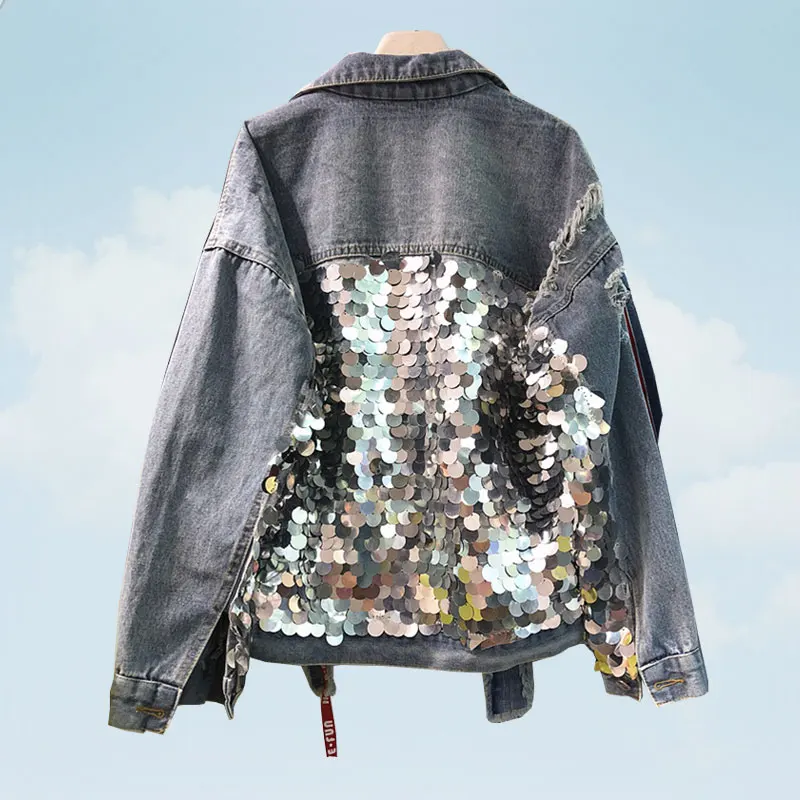 Denim Jacket Women 2019 Autumn Fashion Frayed Sequined Short Jacket Jeans Bomber Streetwear Vintage Ladies Coat Student Tops 421
Denim Jacket Women 2019 Autumn Fashion Frayed Sequined Short Jacket Jeans Bomber Streetwear Vintage Ladies Coat Student Tops 421