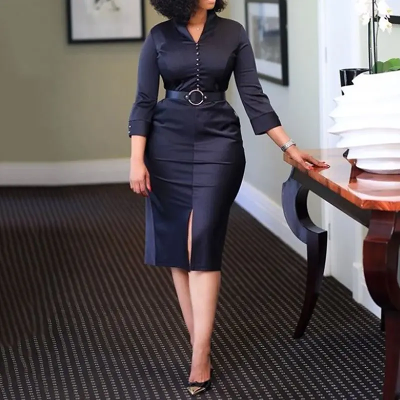 Office Elegant Sexy Bodycon Women Dresses Plus Size Autumn Business Fashion Split High Waist Blue Slim African Female Midi Dress
Office Elegant Sexy Bodycon Women Dresses Plus Size Autumn Business Fashion Split High Waist Blue Slim African Female Midi Dress