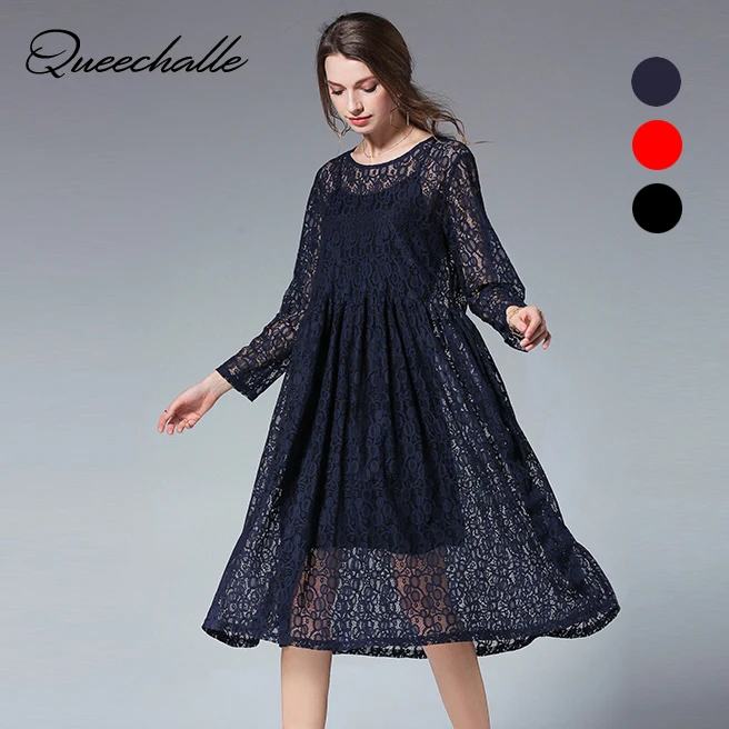 Queechalle Two Pieces Set Solid Vintage Lace Dress Female Long Sleeve Loose Dress XL XXL XXXL 4XL Plus Size Women Dress Navy Red
Queechalle Two Pieces Set Solid Vintage Lace Dress Female Long Sleeve Loose Dress XL XXL XXXL 4XL Plus Size Women Dress Navy Red