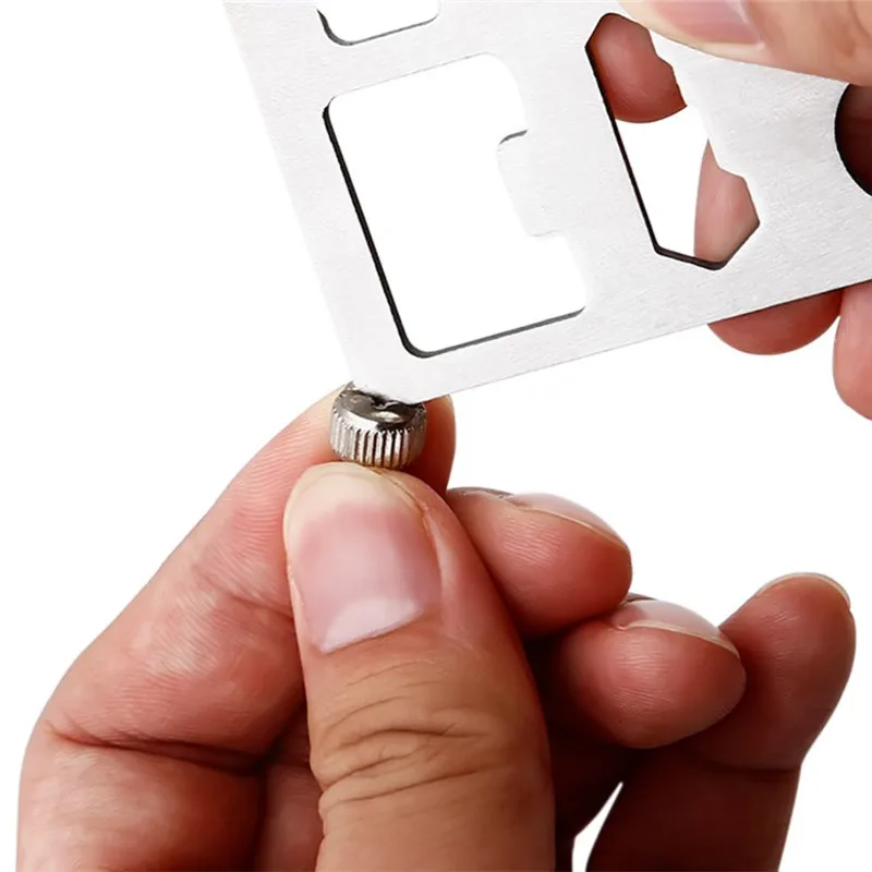 1pc Swiss Multi Tool 11 in 1 Multifunction Outdoor Hunting Survival Camping Pocket Military Credit Card Knife Silver Tool DAF011 (1)