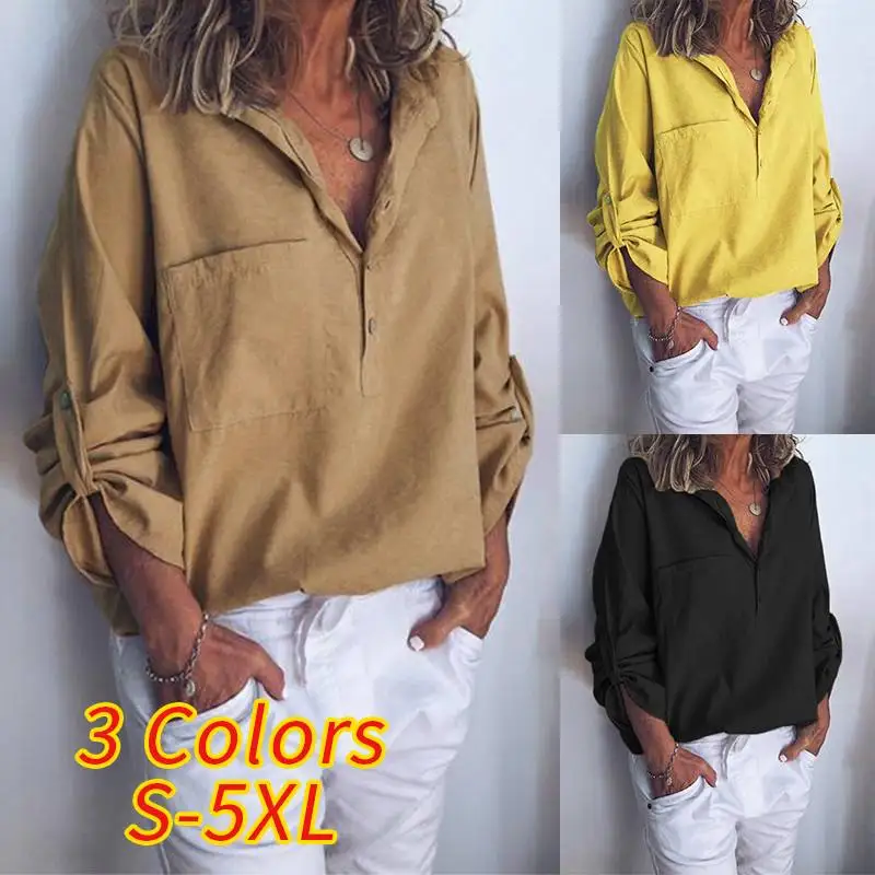 Elegant Women's V Neck Blouse 2019 ZANZEA Sexy Button Shirts Lapel Work Blusa Female Long Sleeve Tops Casual Tunic Plus Size 5XL
Elegant Women's V Neck Blouse 2019 ZANZEA Sexy Button Shirts Lapel Work Blusa Female Long Sleeve Tops Casual Tunic Plus Size 5XL