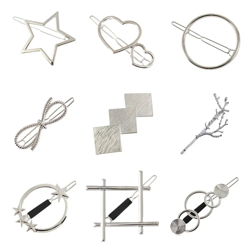 9 Pack Korean Silver Vintage Retro Geometric Minimalist Star Heart Circle Branch Hair Clip Snap Barrette Pins Wedding Party Bulk
9 Pack Korean Silver Vintage Retro Geometric Minimalist Star Heart Circle Branch Hair Clip Snap Barrette Pins Wedding Party Bulk
