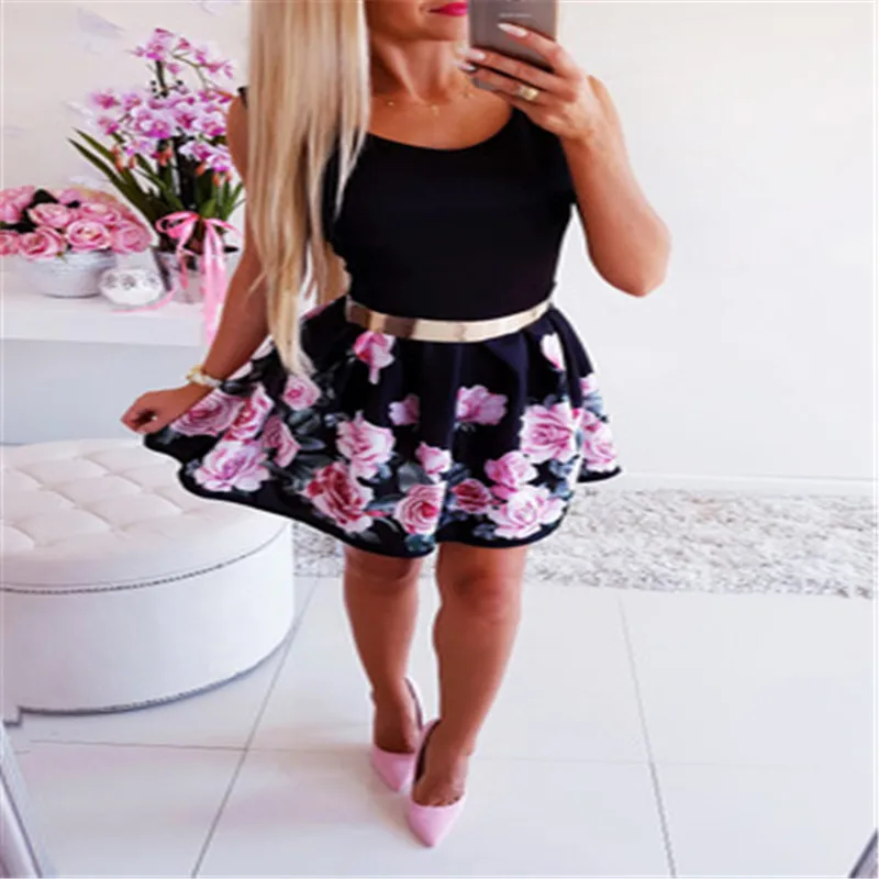Sweety Princess Dress 2019 Summer New Sleeveless Slim Rose Print Fashion Women's Mini Dress Youthful Elegant Women's Dress
Sweety Princess Dress 2019 Summer New Sleeveless Slim Rose Print Fashion Women's Mini Dress Youthful Elegant Women's Dress