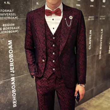 Mens Formal Suits Jacket Wedding Prom Blazer for Men Burgundy Red Floral Jacquard Navy Blazer Man Slim Fit Tweed Jacket 2019
Mens Formal Suits Jacket Wedding Prom Blazer for Men Burgundy Red Floral Jacquard Navy Blazer Man Slim Fit Tweed Jacket 2019