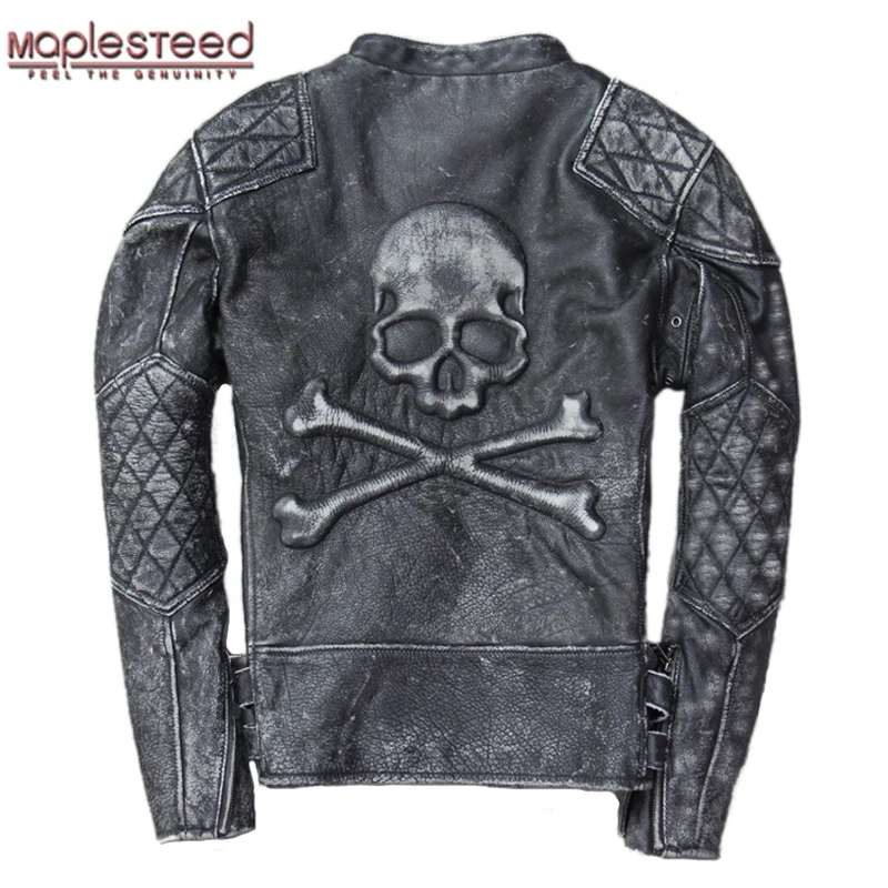 MAPLESTEED Vintage Men Leather Jacket Skull Calfskin Cowhide Motorcycle Jacket Motor Biker Clothing Distressed Leather Coat M135
MAPLESTEED Vintage Men Leather Jacket Skull Calfskin Cowhide Motorcycle Jacket Motor Biker Clothing Distressed Leather Coat M135