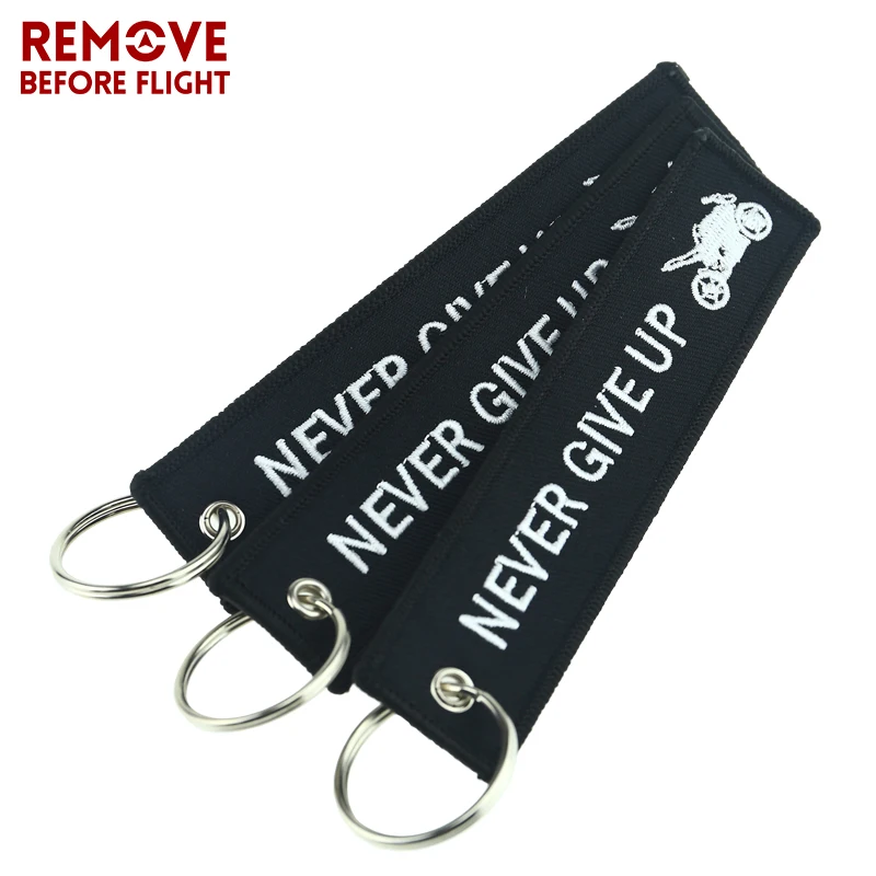 10PCS/LOT NEVER GIVE UP Key Ring Black Embroidery Key Chain Holder Safety Tag for Motorcycle Keychain chaveiro llavero Wholesale
10PCS/LOT NEVER GIVE UP Key Ring Black Embroidery Key Chain Holder Safety Tag for Motorcycle Keychain chaveiro llavero Wholesale