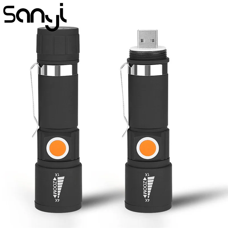 SANYI XPE LED Flashlight Torch USB Built-in Battery 3 Modes Working Lighting Zoom Portable Lamp
SANYI XPE LED Flashlight Torch USB Built-in Battery 3 Modes Working Lighting Zoom Portable Lamp