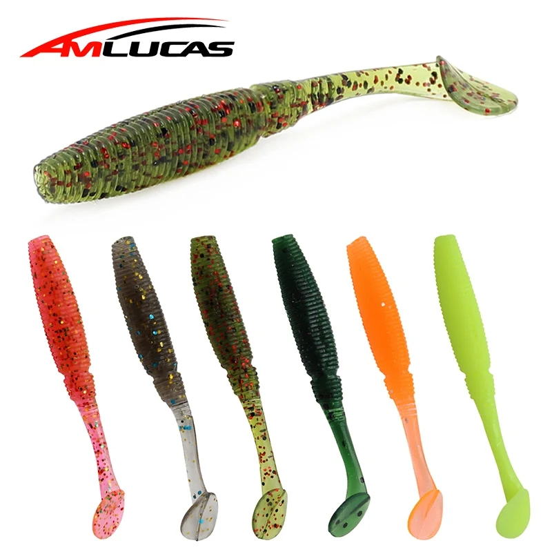 Amlucas мягкий червь с Т-образным хвостом 20 шт. 55 мм 0 8 г воблеры лопастным приманка