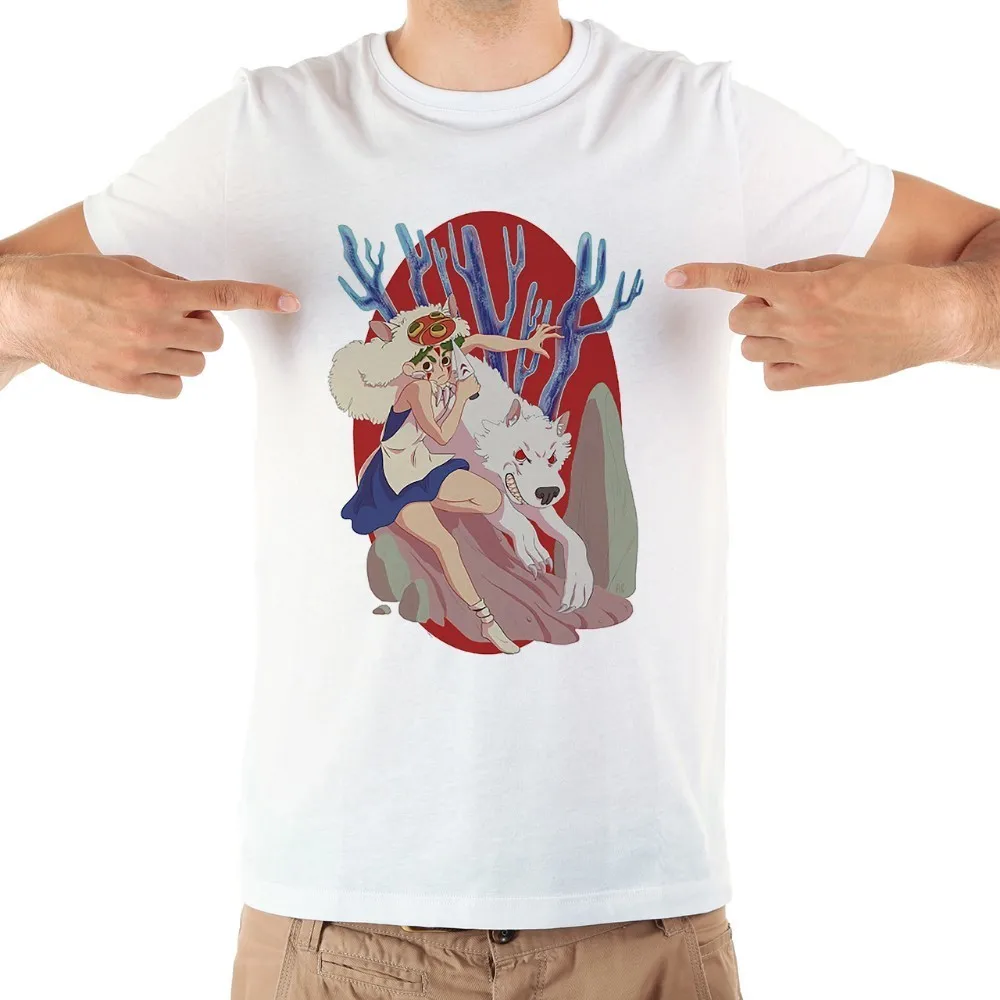 Японская аниме Принцесса Mononoke забавная Футболка мужская летняя новая белая