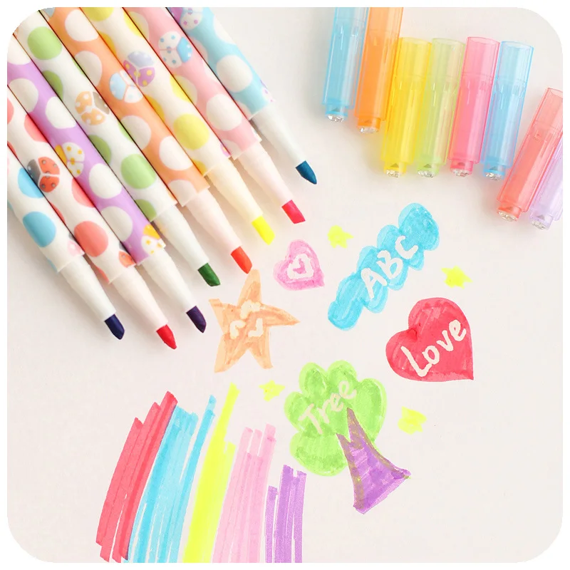 8 pcs/Lot Erasable highlighter pen Cute dots Dual-side writing Crystal color marker Watercolor pens Office school supplies 6611
8 pcs/Lot Erasable highlighter pen Cute dots Dual-side writing Crystal color marker Watercolor pens Office school supplies 6611