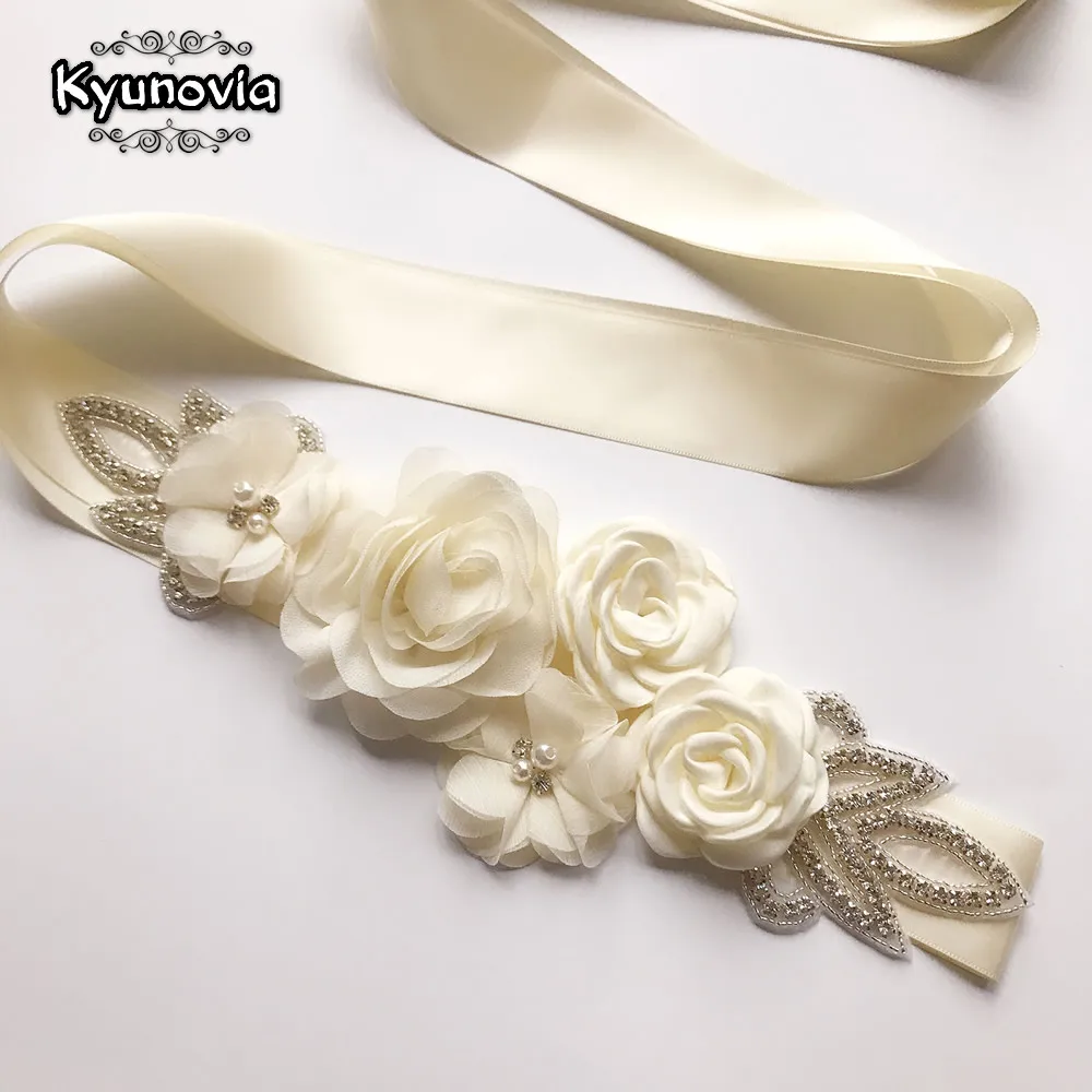 Женский свадебный пояс Kyunovia сатиновый с цветком аксессуар D16|Свадебные пояса| |
