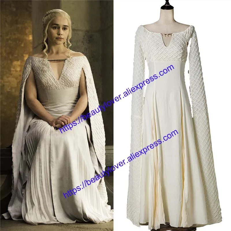 Game of Thrones 5 Daenerys Targaryen Costumes Cosplay Dress White Long Halloween Party Dress Ball Gowns women costume
Game of Thrones 5 Daenerys Targaryen Costumes Cosplay Dress White Long Halloween Party Dress Ball Gowns women costume