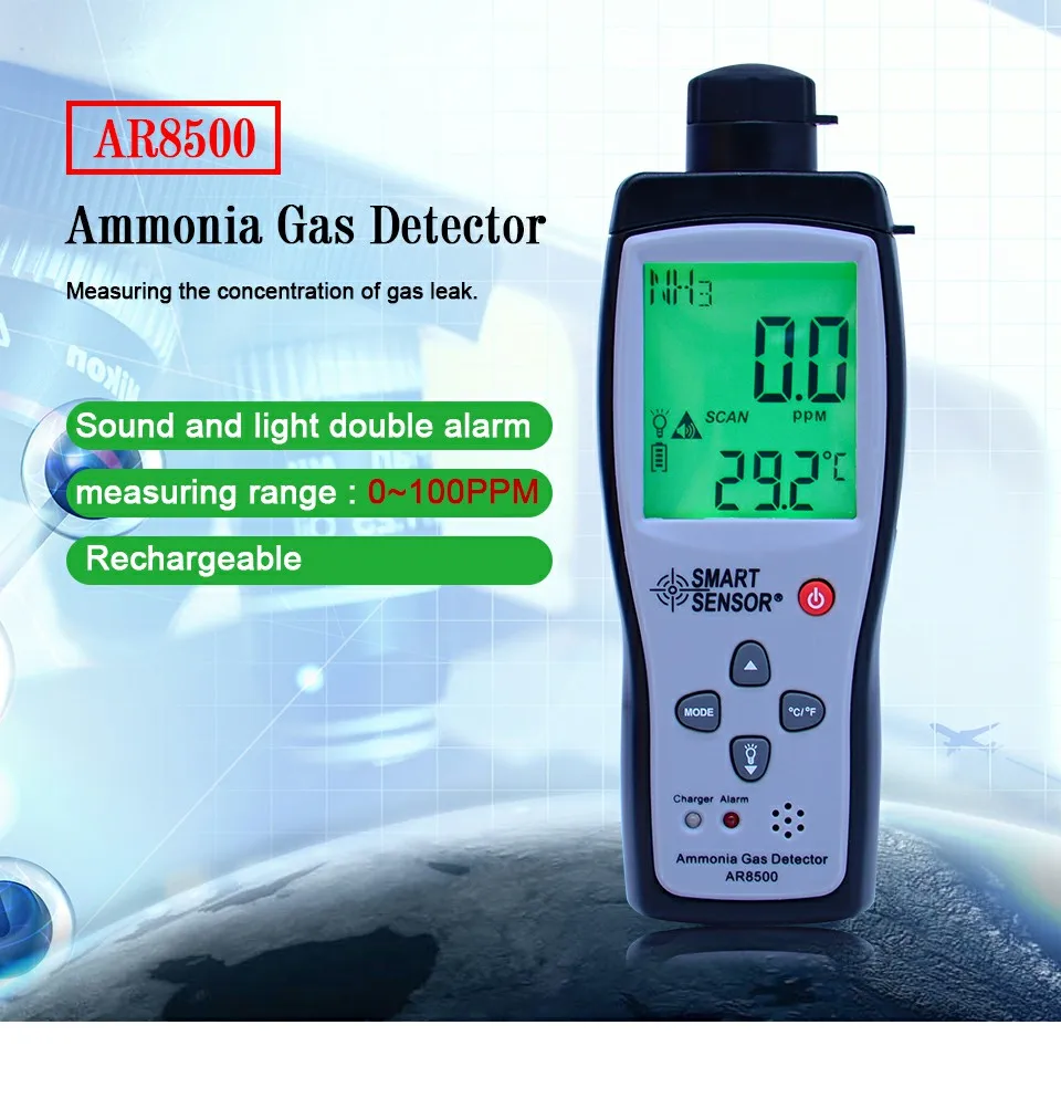 AR8500 Ammonia Gas Detector Meter Digital LCD Display NH3 Gas Monitor BS 