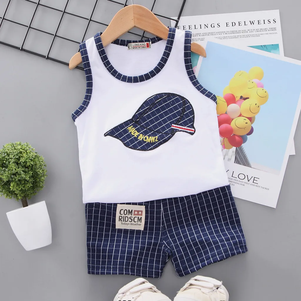 2019 комплект одежды для мальчиков жилет с мультяшными буквами маленьких майка +