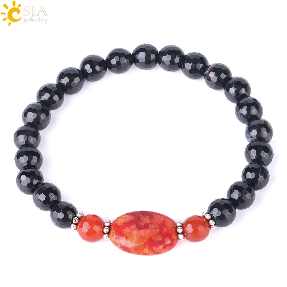 CSJA Black Obsidian Natural Stone Men Bracelet Red Onyx Beads Multifaceted Round Ball Stones Bracelets Lucky Amulet Jewelry F560
CSJA Black Obsidian Natural Stone Men Bracelet Red Onyx Beads Multifaceted Round Ball Stones Bracelets Lucky Amulet Jewelry F560