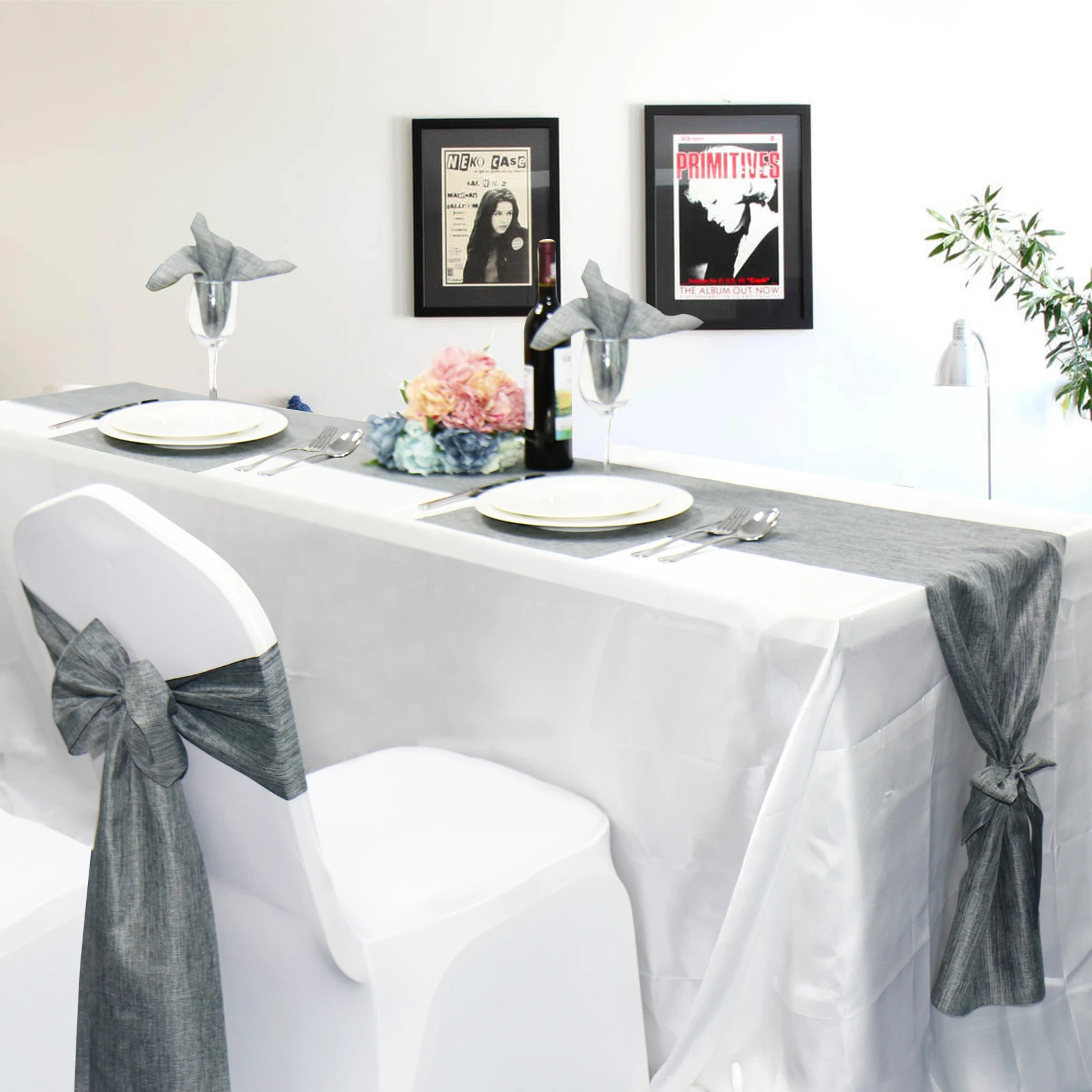 Gray Burlap Table Runner with Bow Ties Imitated Linen chair sash napkin PlaceMat Wedding Party Table Farmhouse home decoration
Gray Burlap Table Runner with Bow Ties Imitated Linen chair sash napkin PlaceMat Wedding Party Table Farmhouse home decoration