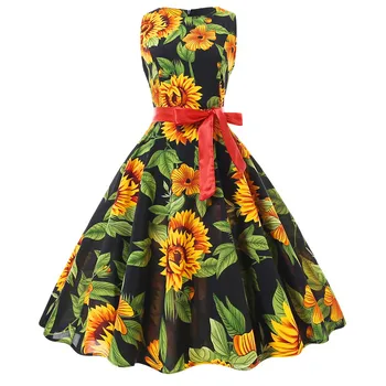 Women 2019 Summer New Vintage Casual Office Plus Size Closet Sunflower Flower Printing Elegant Sexy Black Clothes
Women 2019 Summer New Vintage Casual Office Plus Size Closet Sunflower Flower Printing Elegant Sexy Black Clothes