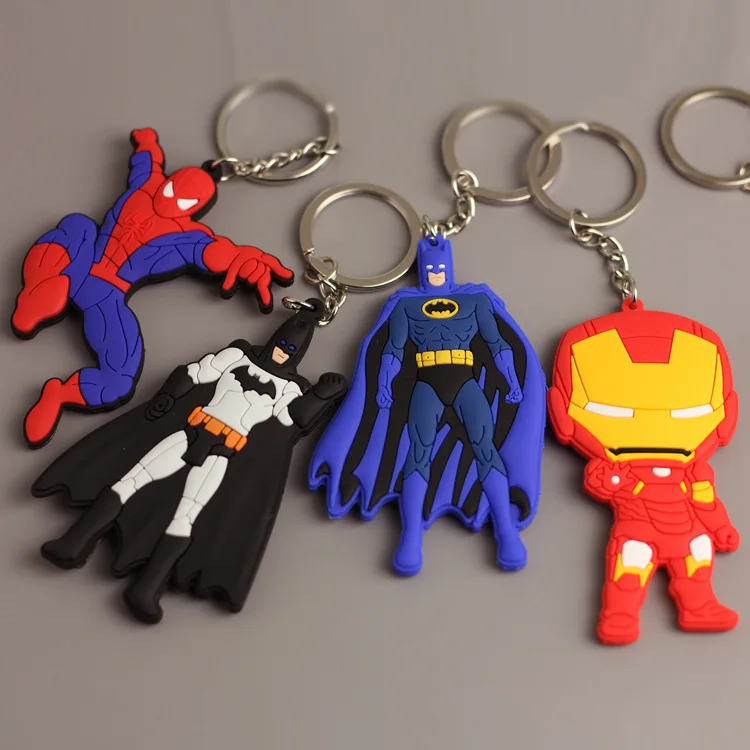 

Marvel Deadpool Batman cartoon PVC keychains Iron Man Captain America funny cute pendant keyrings porte clefs Llaveros kids gift