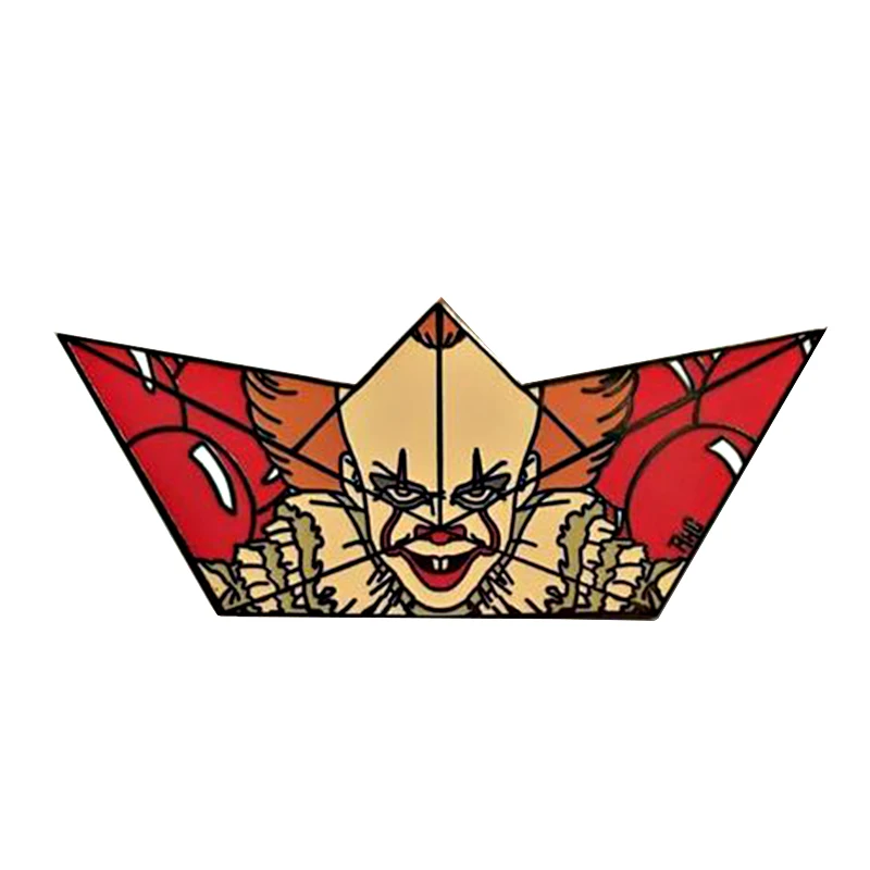 Pennywise clown pin paper boat brooch float red balloon badge Stephen King IT horror movie jewelry creepy Halloween gift
Pennywise clown pin paper boat brooch float red balloon badge Stephen King IT horror movie jewelry creepy Halloween gift
