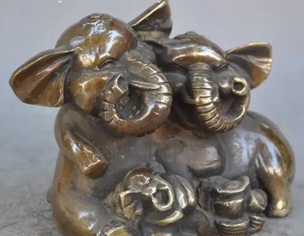 S1204 7"Chinese fengshui bronze copper wealth yuanbao animal 3 Elephant lucky statue
S1204 7"Chinese fengshui bronze copper wealth yuanbao animal 3 Elephant lucky statue
