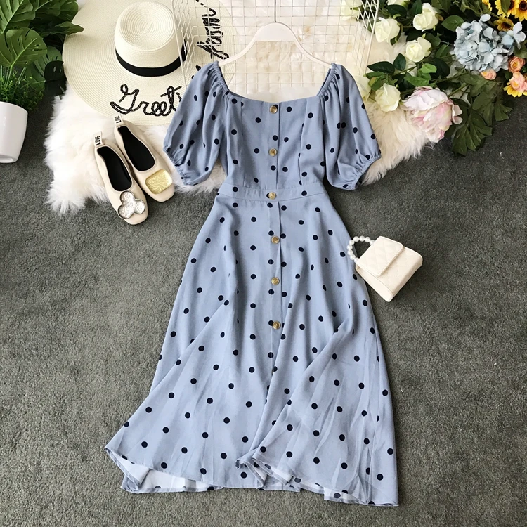 2019 Women Summer New Retro Beach Holiday Elegant Dress Lady Short Sleeve Dot Print Vestidos F288
2019 Women Summer New Retro Beach Holiday Elegant Dress Lady Short Sleeve Dot Print Vestidos F288