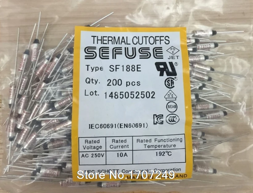 Free Shipping (200 pcs/lot) Temperature fuse 192 degrees 10A 250V SF188E 192C metal shell thermal protector SEFUSE
Free Shipping (200 pcs/lot) Temperature fuse 192 degrees 10A 250V SF188E 192C metal shell thermal protector SEFUSE