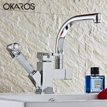 OKAROS Kitchen Basin Faucet with Pull Out Down Spray Gun Solid Brass Chrome Finish Vessel Water Sink Basin Tap Mixer
OKAROS Kitchen Basin Faucet with Pull Out Down Spray Gun Solid Brass Chrome Finish Vessel Water Sink Basin Tap Mixer