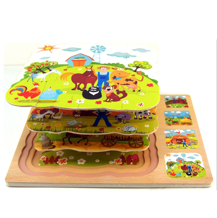 4 Layer Cartoon Story Wooden Farm Puzzles Game Multi-layer Jigsaw Building Rabbit & Turtle Wolf Puzzle Children's Learning Toy
4 Layer Cartoon Story Wooden Farm Puzzles Game Multi-layer Jigsaw Building Rabbit & Turtle Wolf Puzzle Children's Learning Toy