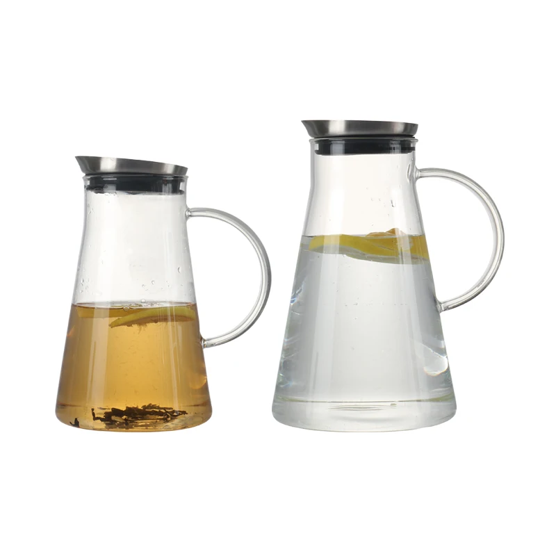 Heat resistant borosilicate glass pitcher for ice, beverage, drinks and teas 2 sized choice with stainless steel lip
Heat resistant borosilicate glass pitcher for ice, beverage, drinks and teas 2 sized choice with stainless steel lip
