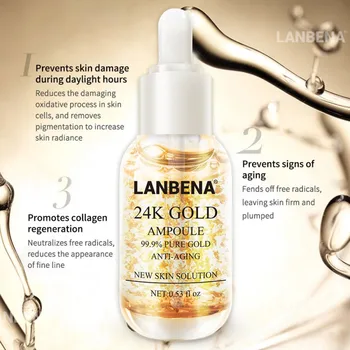 24K Gold Ampoule Serum Essence Anti Wrinkle Anti Aging Fine Lines Moisturizing Whitening Firming Face Cream Skin Care
24K Gold Ampoule Serum Essence Anti Wrinkle Anti Aging Fine Lines Moisturizing Whitening Firming Face Cream Skin Care