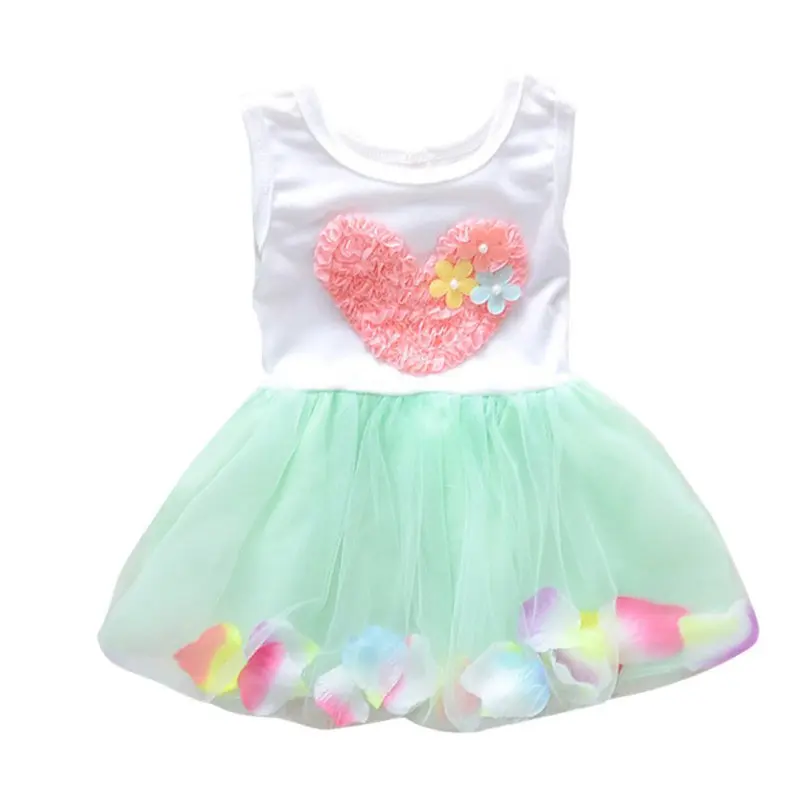 Летнее цельнокроеное платье с сердечками для девочек Хлопковое детское