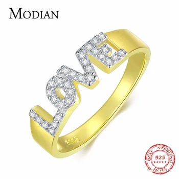 MODIAN Real 925 Sterling Silver Rings Romantic LOVE Letters Twinkling CZ Crystal Zircon Stone Stars Jewelry for Women Nice Gift
MODIAN Real 925 Sterling Silver Rings Romantic LOVE Letters Twinkling CZ Crystal Zircon Stone Stars Jewelry for Women Nice Gift