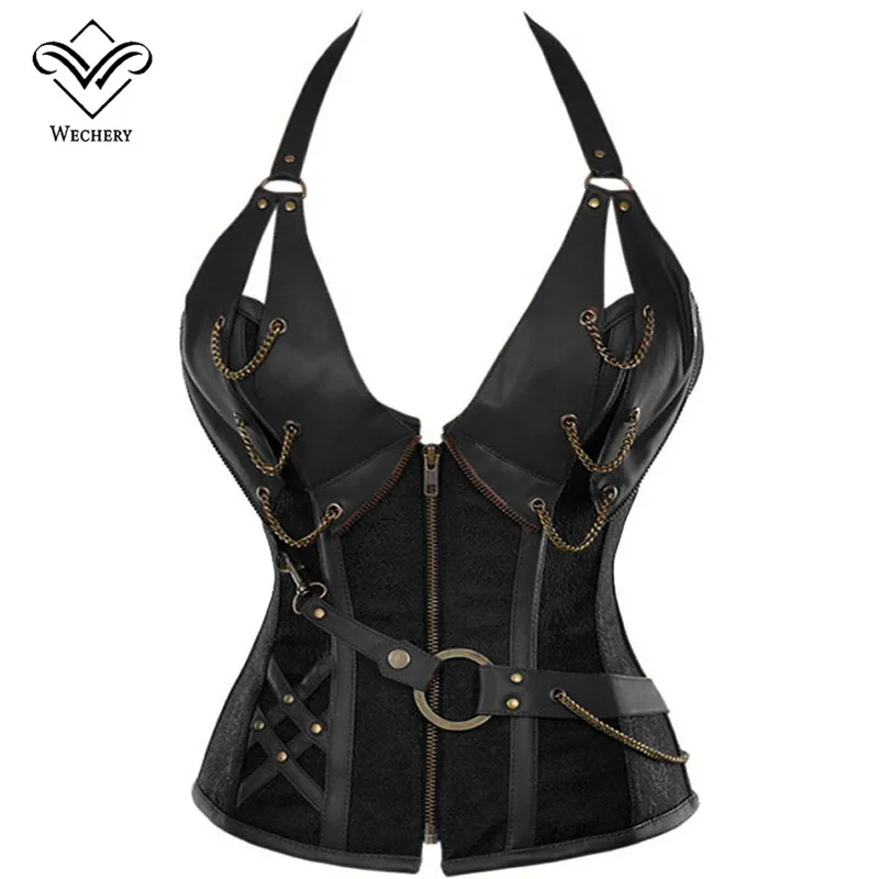 Wechery Vintage Women Corset Steampunk Overbust Bustiers Body Shapewear Leather Bodice Plus Size Sexy leather Corselet Retro
Wechery Vintage Women Corset Steampunk Overbust Bustiers Body Shapewear Leather Bodice Plus Size Sexy leather Corselet Retro