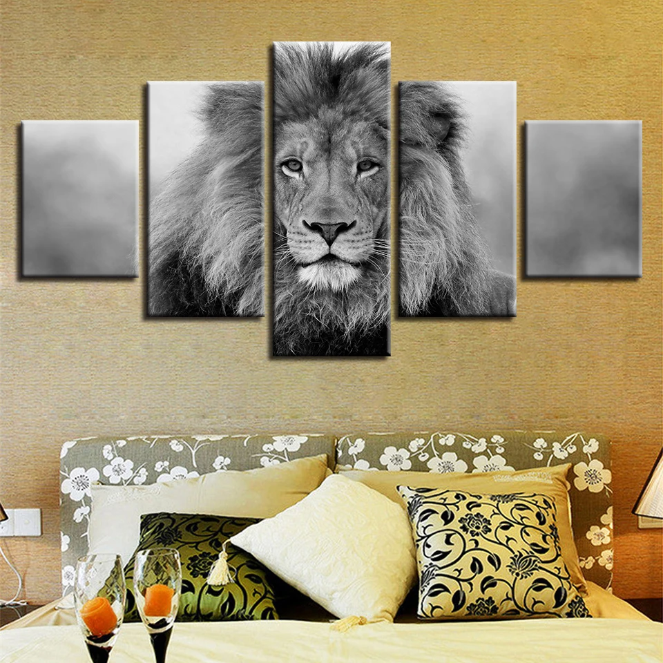 Canvas Pictures Modular Wall Art Framework 5 Pieces Animal Lion Painting Living Room HD Prints Black And White Poster Home Decor
Canvas Pictures Modular Wall Art Framework 5 Pieces Animal Lion Painting Living Room HD Prints Black And White Poster Home Decor