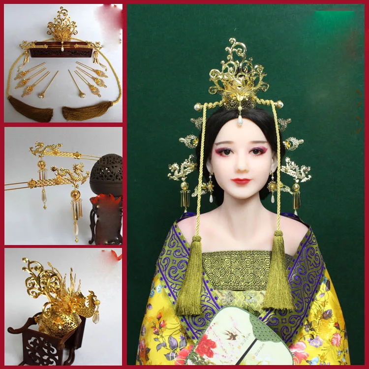 A199 Thread Tassel Hair Accessory Set Dragon Phoenix Vintage Hair Sticks Tang Dynasty Princess Hair Tiara Crown Piece
A199 Thread Tassel Hair Accessory Set Dragon Phoenix Vintage Hair Sticks Tang Dynasty Princess Hair Tiara Crown Piece