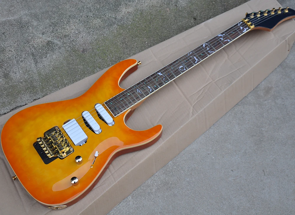 Orange Electric Guitar with White Binding,Tremolo,Clouds Maple Veneer,Golden Hardwares,offering customized services
Orange Electric Guitar with White Binding,Tremolo,Clouds Maple Veneer,Golden Hardwares,offering customized services