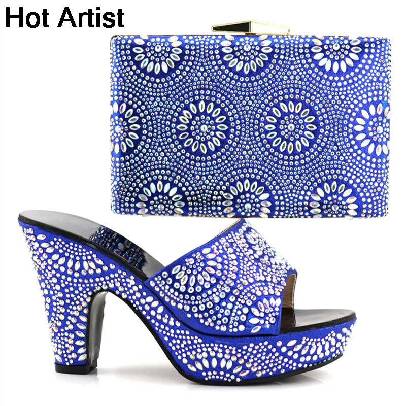 Hot Artist Italian Rhinestone Blue Shoes With Matching Bags Set 2018 African Women Pumps Shoes And Bag Set For Party YK-098
Hot Artist Italian Rhinestone Blue Shoes With Matching Bags Set 2018 African Women Pumps Shoes And Bag Set For Party YK-098