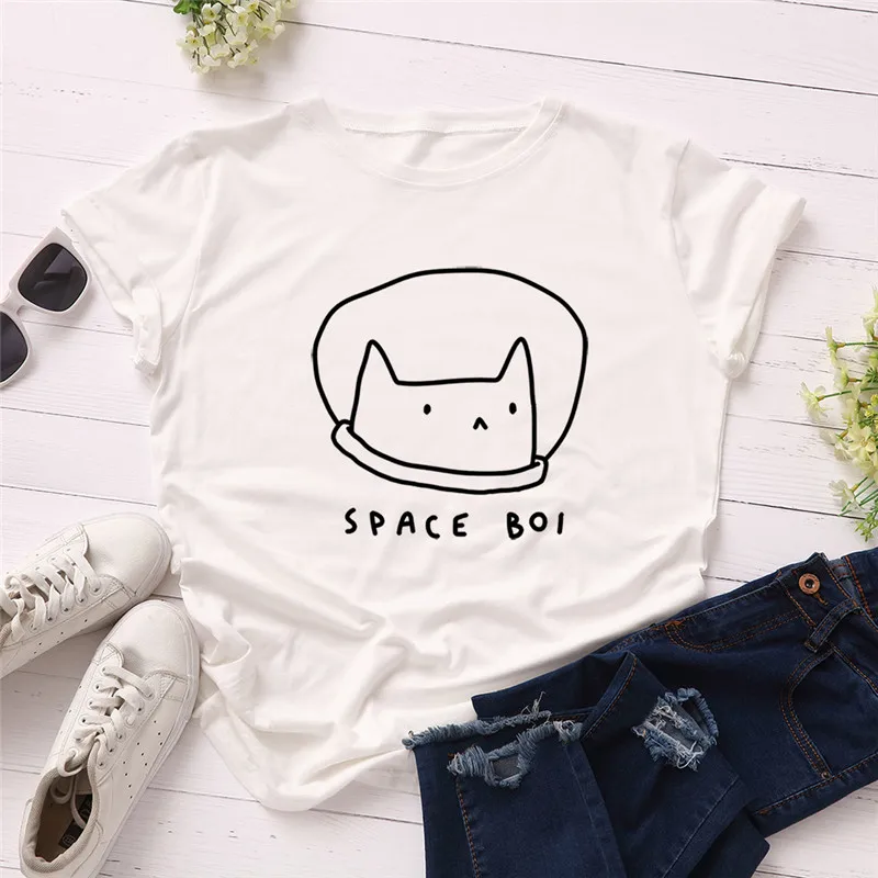 Plus Size S-5XL New Lovely Space Cat Print T Shirt Women 100% Cotton O Neck Short Sleeve Summer T-Shirt Tops Casual Tshirt
Plus Size S-5XL New Lovely Space Cat Print T Shirt Women 100% Cotton O Neck Short Sleeve Summer T-Shirt Tops Casual Tshirt
