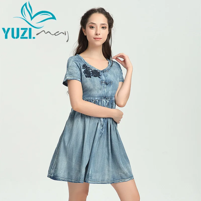 Summer Dress 2018 Yuzi.may Boho New Denim Vestido O-Neck Short Sleeve A-line Appliques Vintage Women Dresses A6029 Vestidos
Summer Dress 2018 Yuzi.may Boho New Denim Vestido O-Neck Short Sleeve A-line Appliques Vintage Women Dresses A6029 Vestidos
