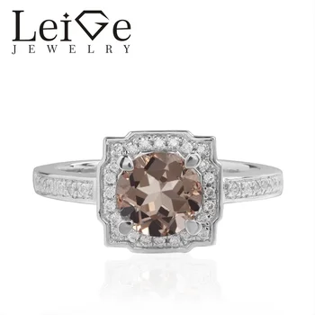 Leige Jewelry Real Morganite Rings Pink Gemstone Round Cut Halo Engagement Rings For Woman 925 Sterling Silver
Leige Jewelry Real Morganite Rings Pink Gemstone Round Cut Halo Engagement Rings For Woman 925 Sterling Silver