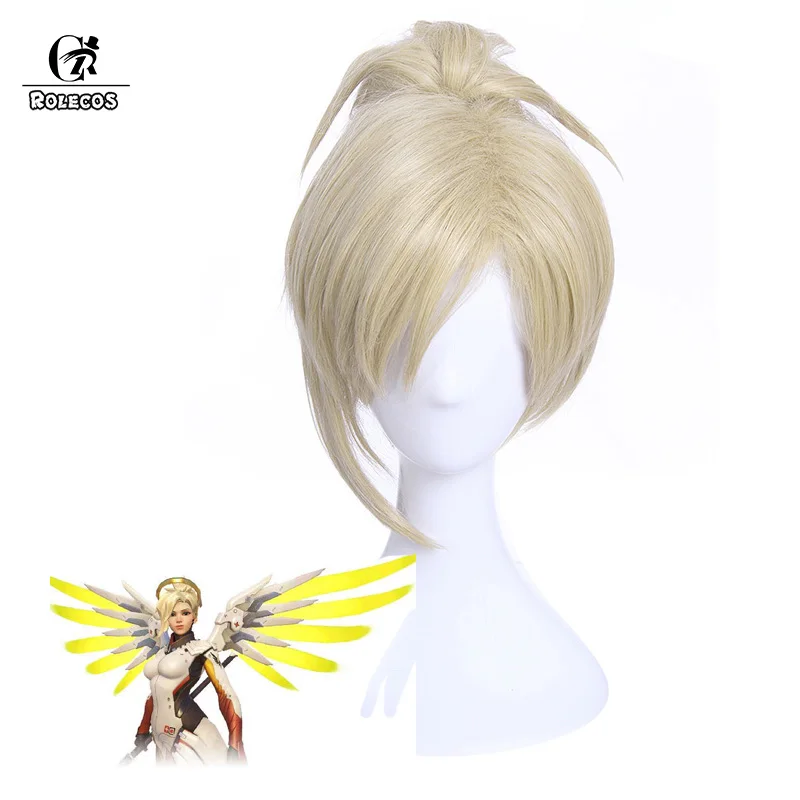ROLECOS игра OW Mercy Косплей волосы над игрой часы головные уборы женские 30 см/11 81 дюйма